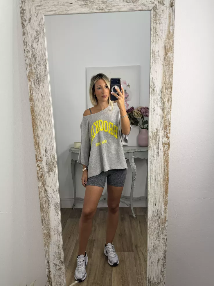 Jersey gris letras flúor amarillo