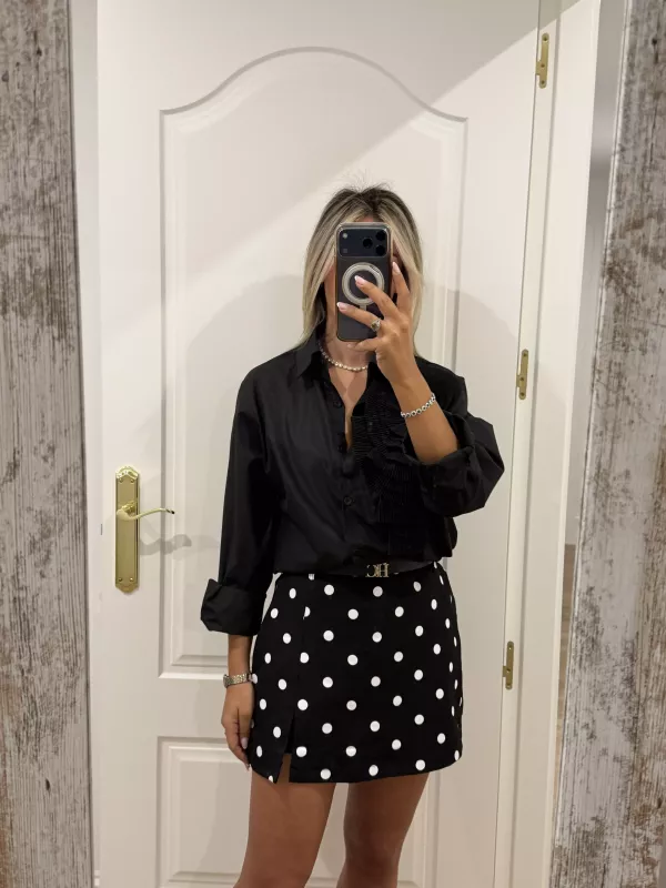 Falda pantalón lunares negra y blanca