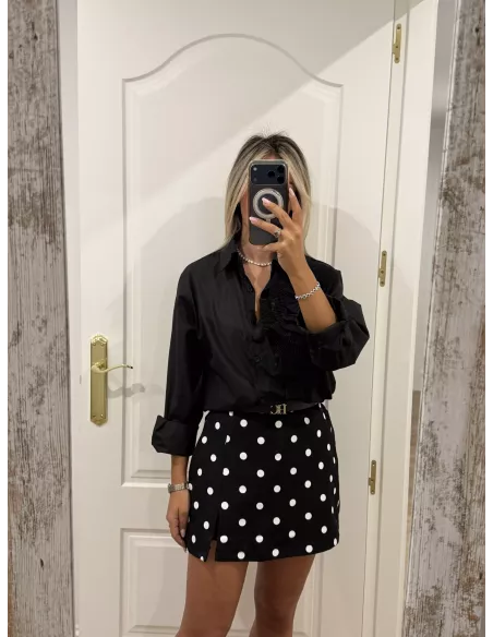 Falda pantalón lunares negra y blanca