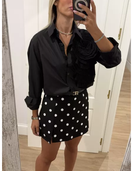 Falda pantalón lunares negra y blanca