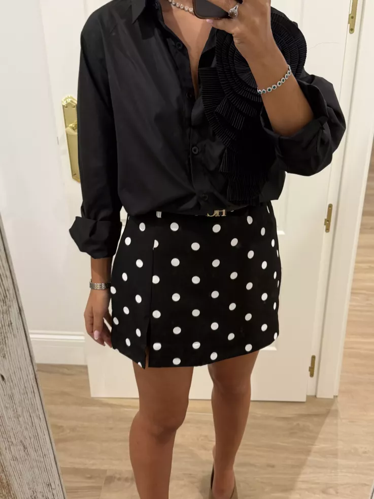 Falda pantalón lunares negra y blanca
