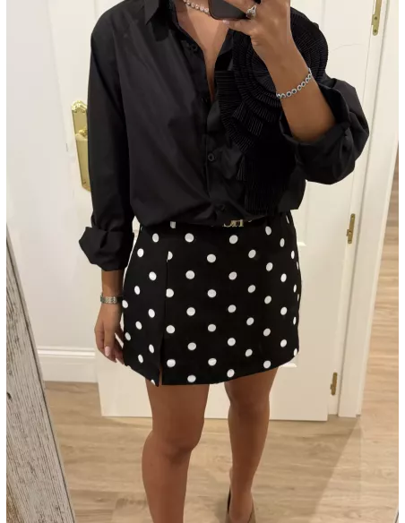 Falda pantalón lunares negra y blanca