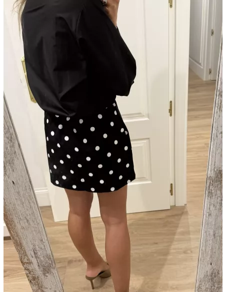 Falda pantalón lunares negra y blanca