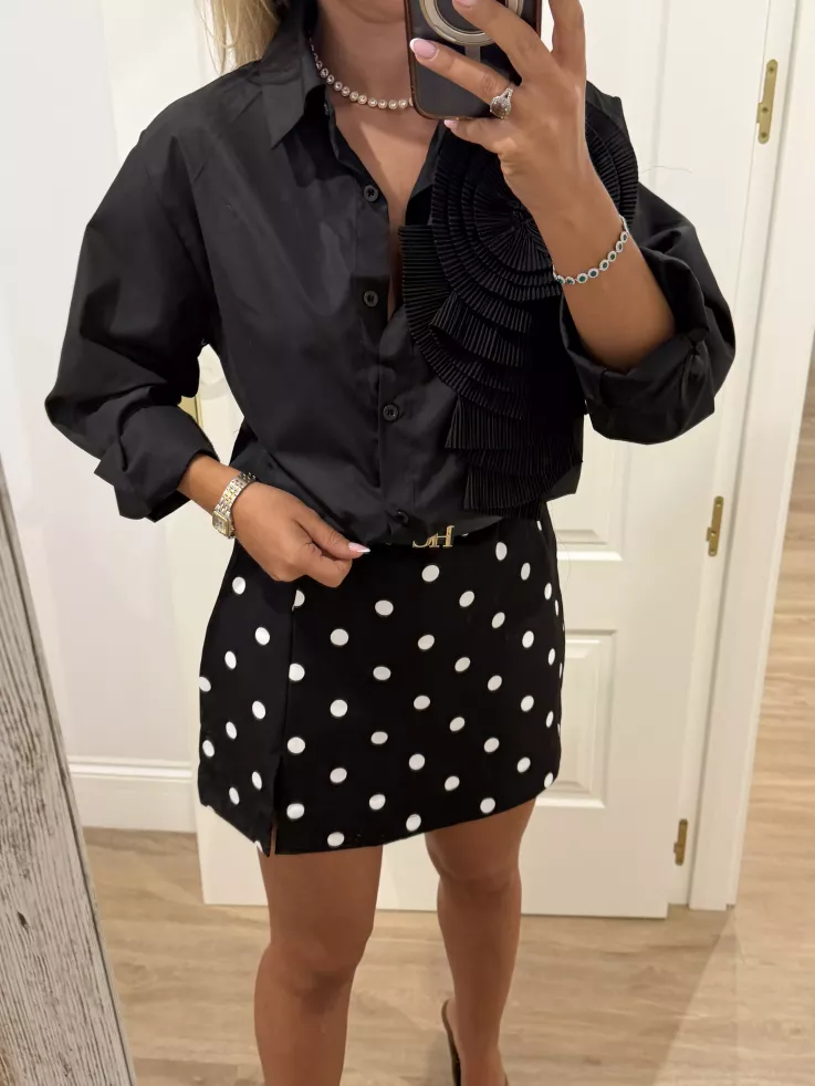 Falda pantalón lunares negra y blanca