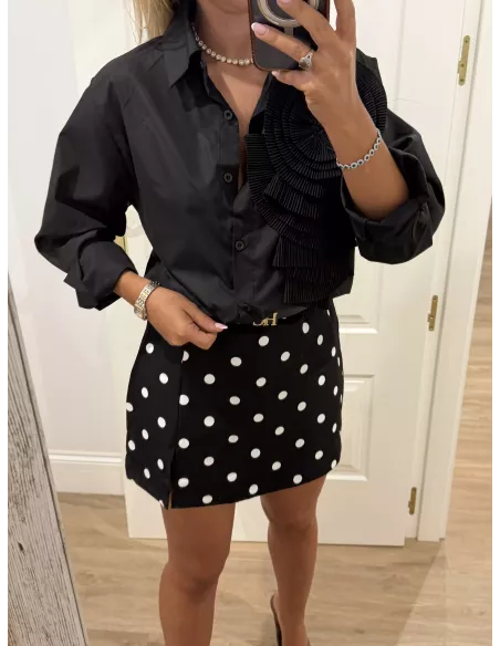 Falda pantalón lunares negra y blanca