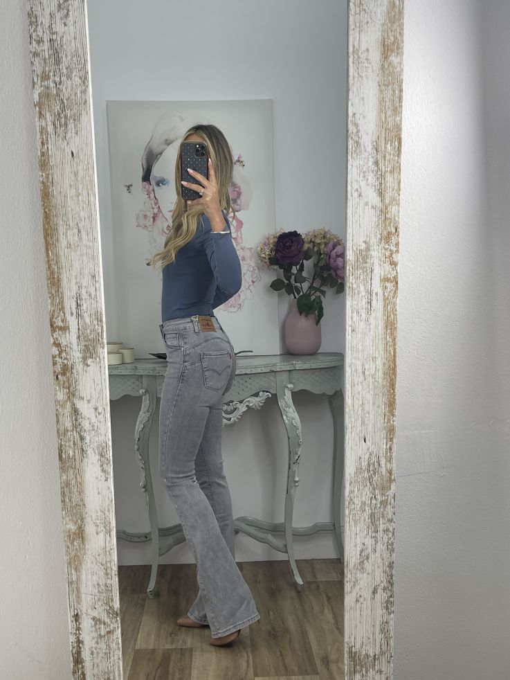 Jeans Iria gris claro de campana