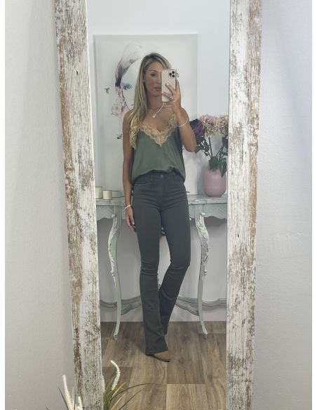 Jeans Iria vaquero verde de campana