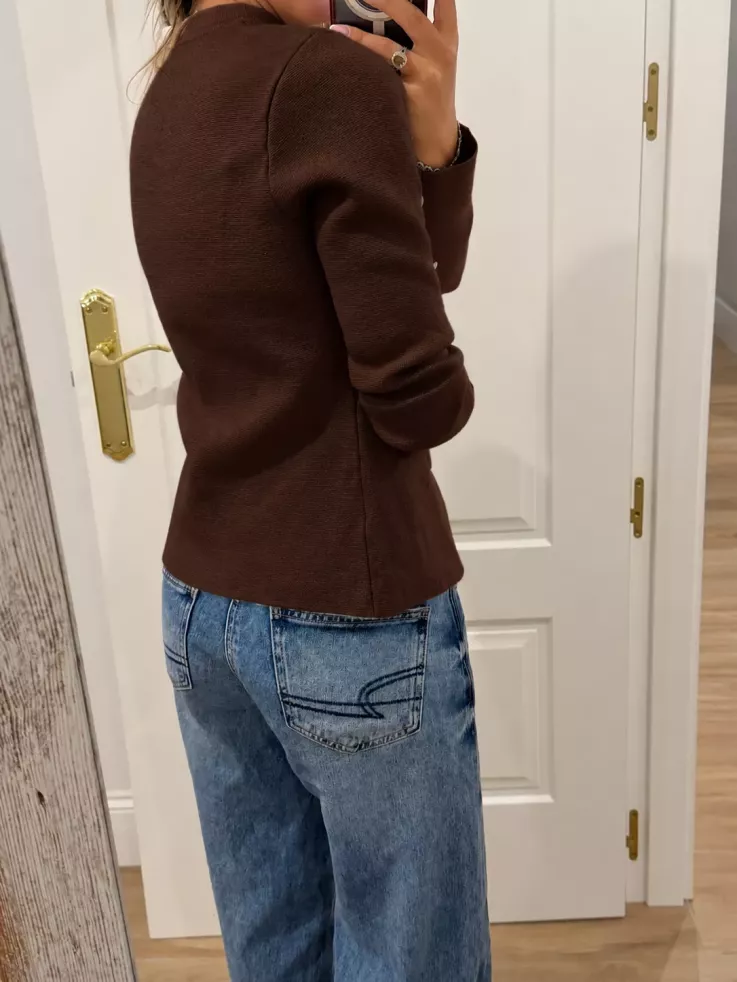 Chaqueta Nantta choco de punto cremallera
