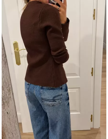 Chaqueta Nantta choco de punto cremallera