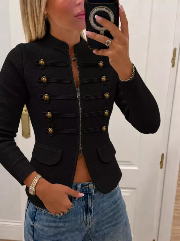 Chaqueta Nantta negra de punto cremallera