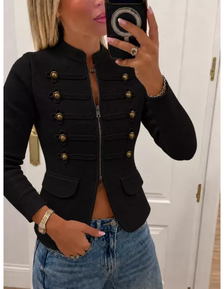 Chaqueta Nantta negra de punto cremallera