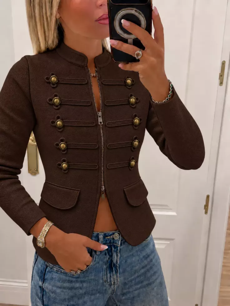Chaqueta Nantta choco de punto cremallera