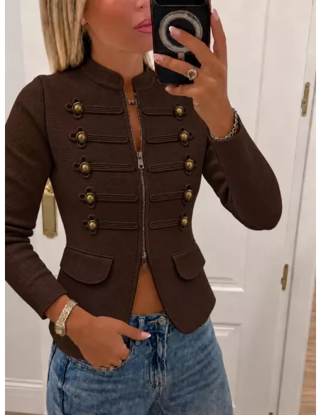 Chaqueta Nantta choco de punto cremallera
