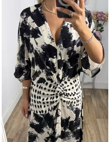 Vestido Natalia estampado negro