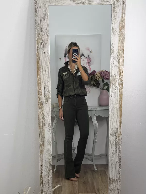 Jeans Iria vaquero verde de campana
