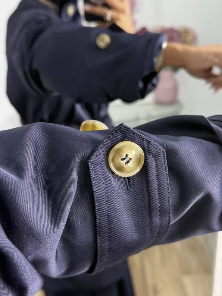 Gabardina cuello chimenea azul marino