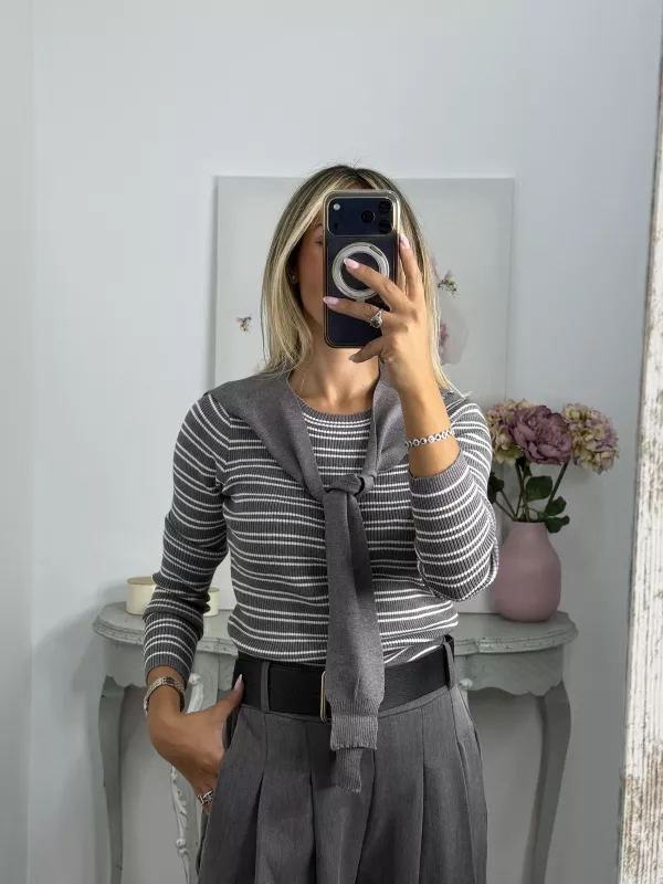 Jersey Tania de rayas gris