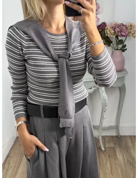 Jersey Tania de rayas gris