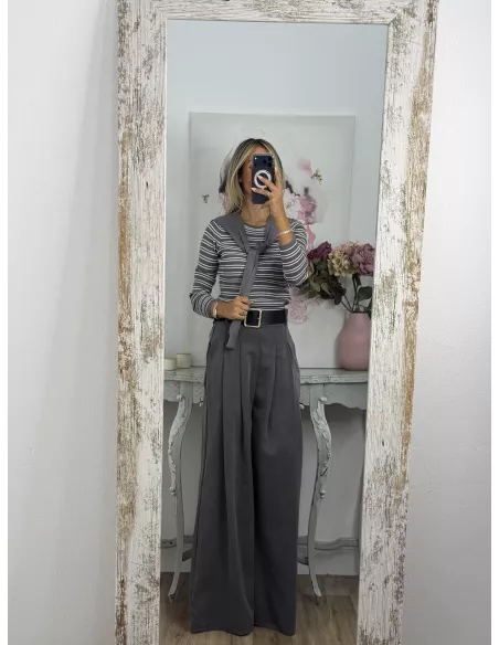 Jersey Tania de rayas gris