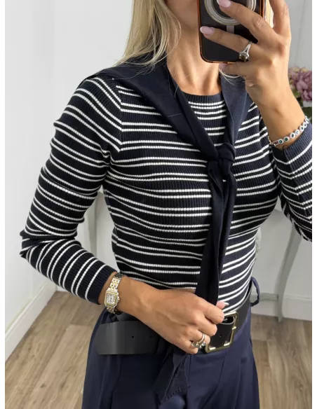 Jersey Tania de rayas azul marino