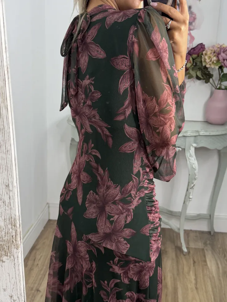 Vestido Brianna verde y rosa