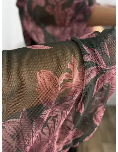 Vestido Brianna verde y rosa