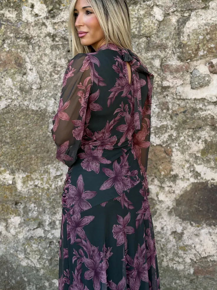 Vestido Brianna verde y rosa