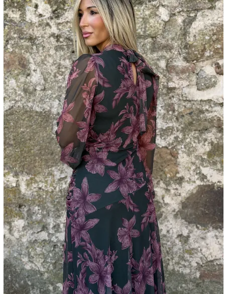 Vestido Brianna verde y rosa