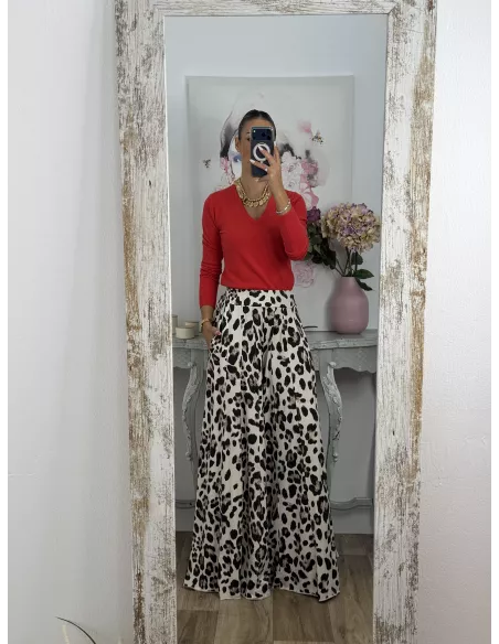Jersey básico cuello de pico rojo