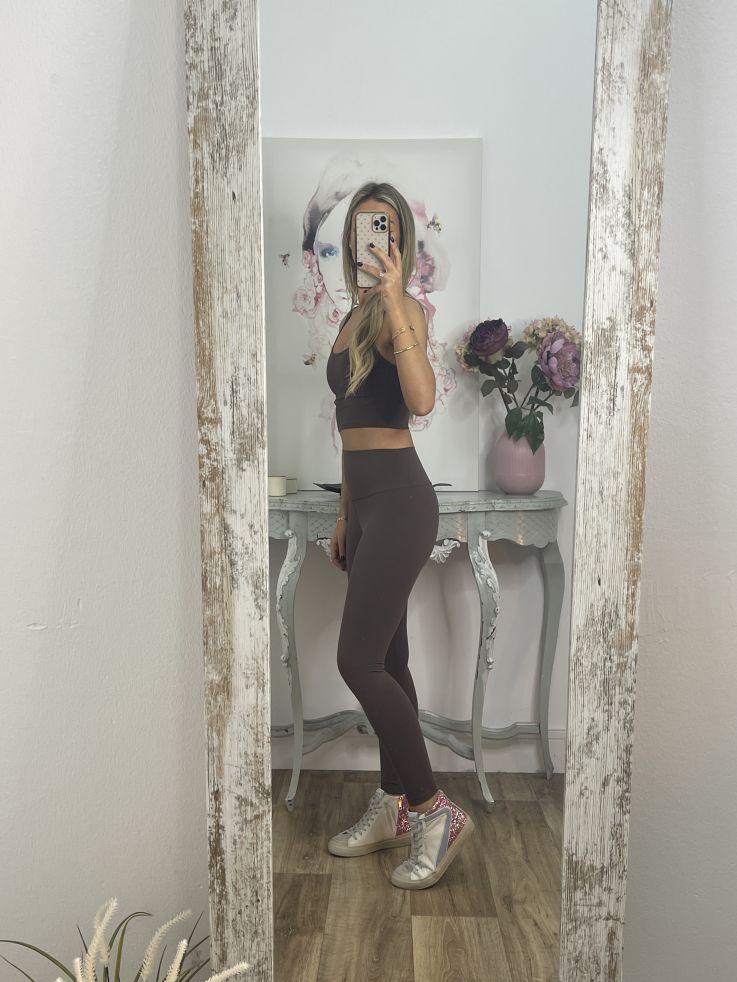 Leggins chocolate tiro alto liso