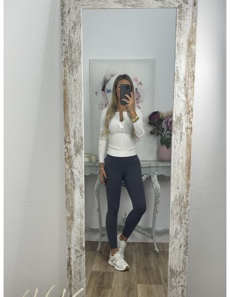 Leggins azul grisáceo tiro alto liso
