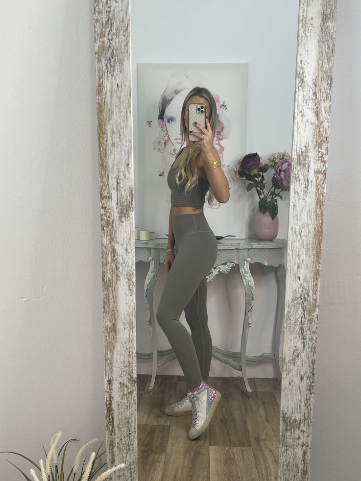Leggins verde tiro alto liso