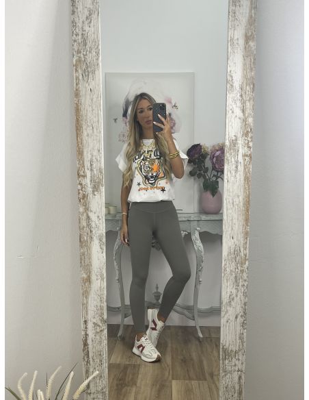 Leggins verde tiro alto liso