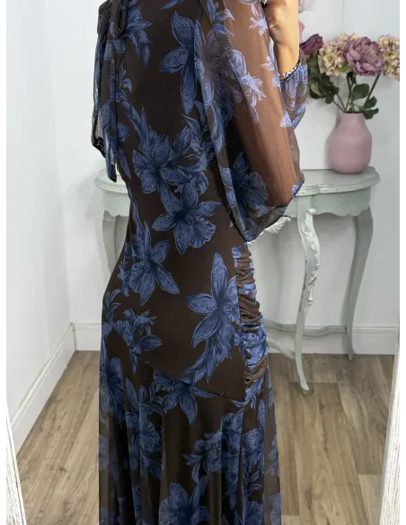 Vestido Brianna marrón y azul