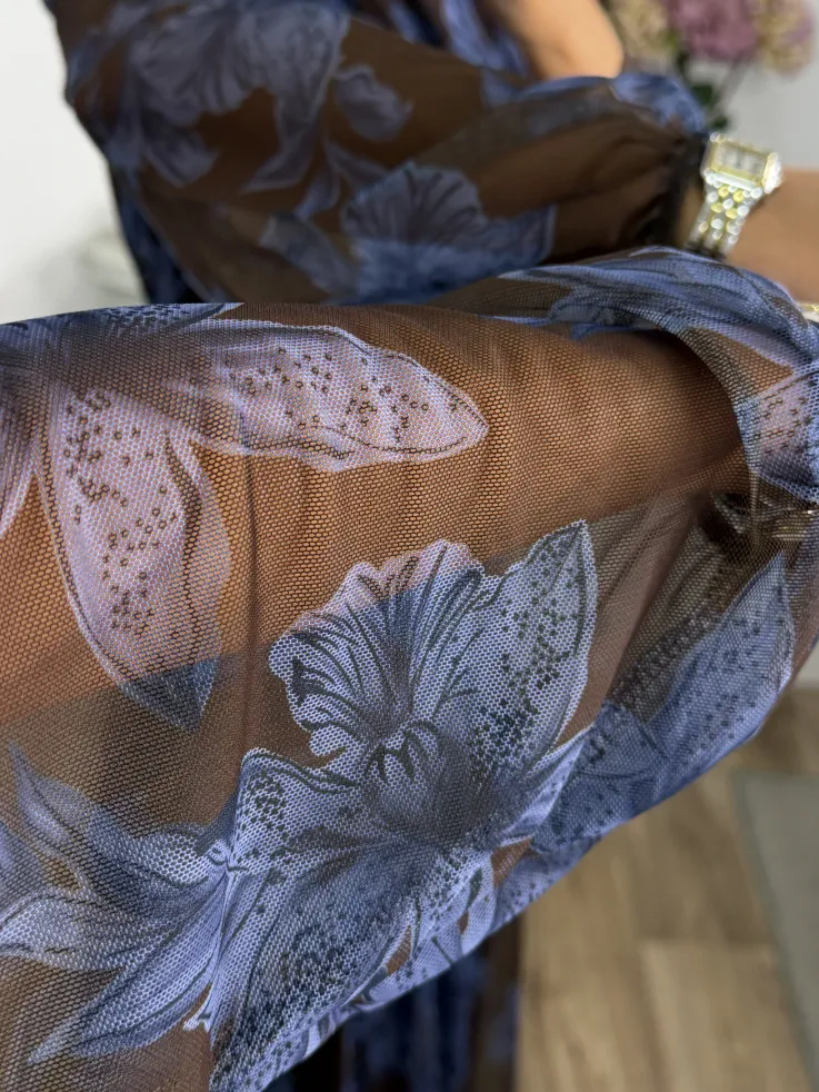 Vestido Brianna marrón y azul