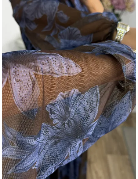 Vestido Brianna marrón y azul