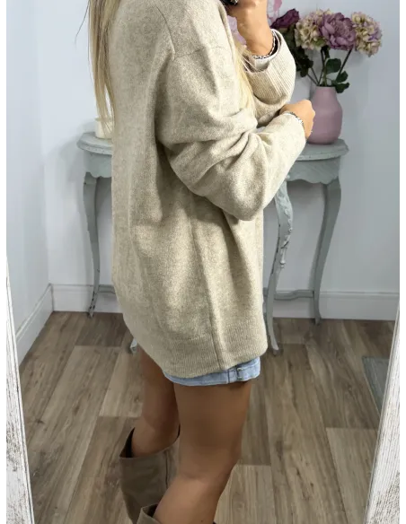 Jersey Laura cuello pico beige