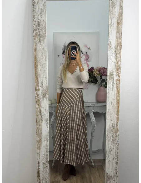 Jersey Selena beige con tachuelas