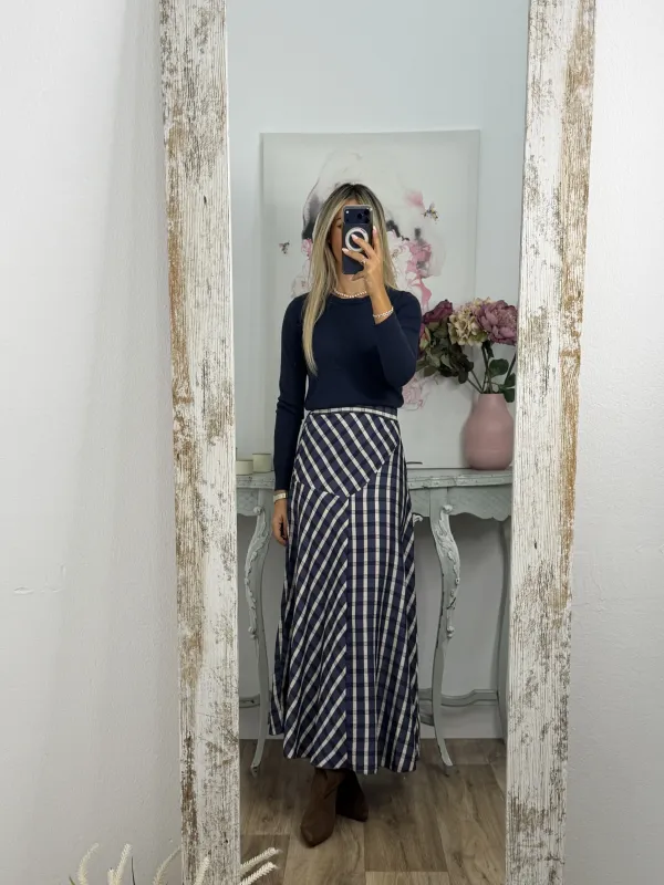 Falda Mikaela cuadros azul