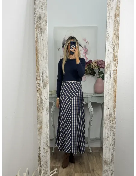 Falda Mikaela cuadros azul