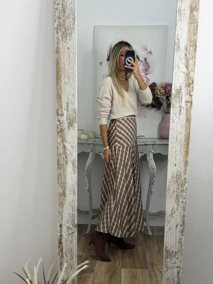 Falda Mikaela cuadros beige
