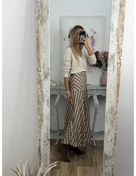 Falda Mikaela cuadros beige
