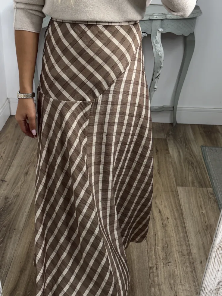 Falda Mikaela cuadros beige