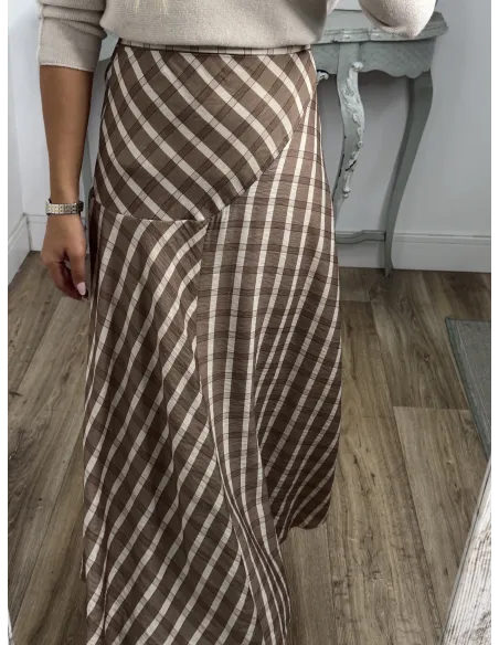 Falda Mikaela cuadros beige