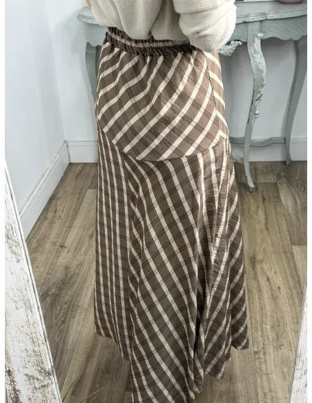 Falda Mikaela cuadros beige