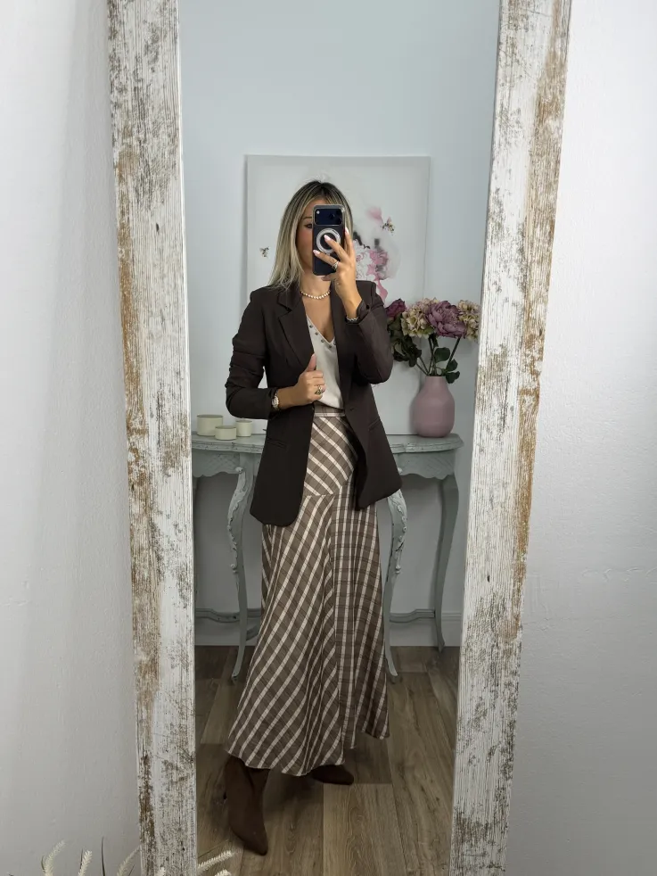 Falda Mikaela cuadros beige
