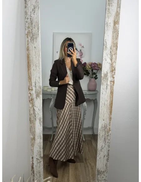 Falda Mikaela cuadros beige