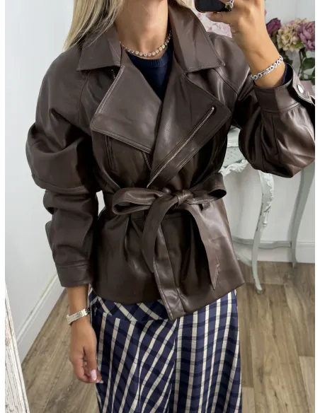 Chaqueta Kaila polipiel choco