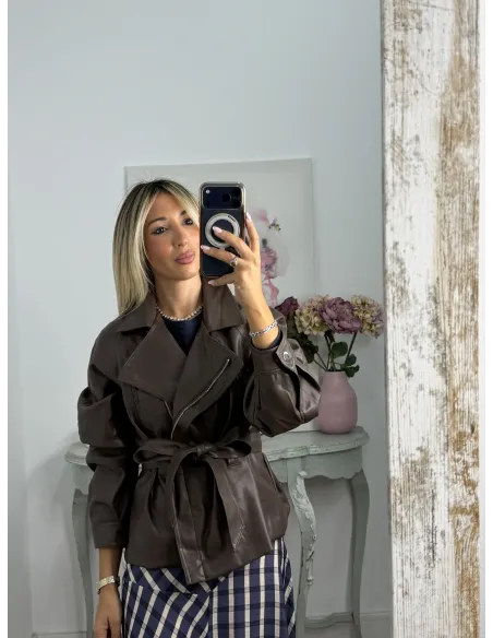 Chaqueta Kaila polipiel choco