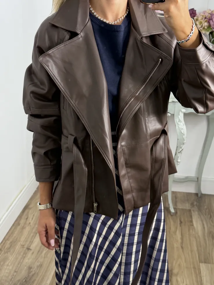 Chaqueta Kaila polipiel choco